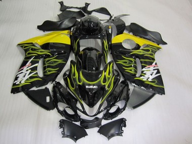 2008-2019 Black Yellow Flame Suzuki GSXR1300 Hayabusa Motorcycle Fairing Kits UK